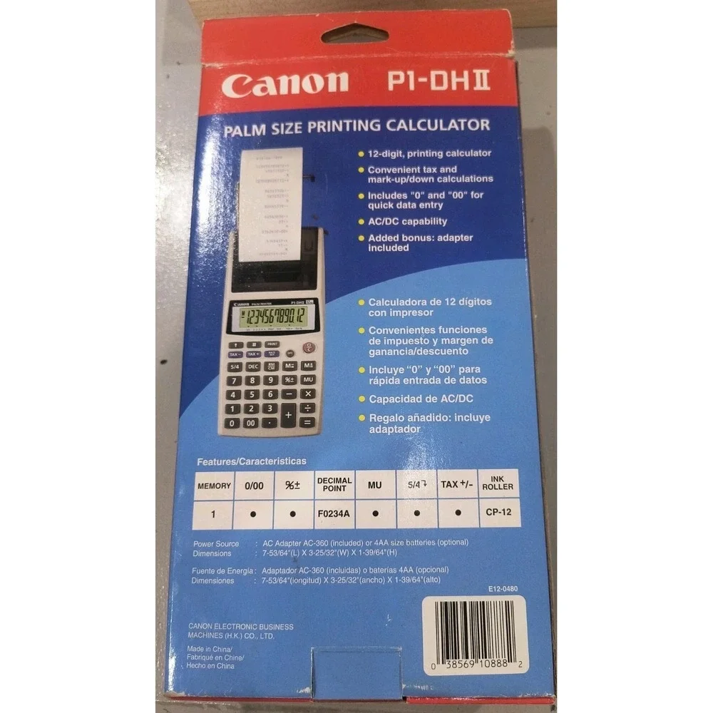 Canon P1-DH II Palm Size Printing Tax & Business Calculator 12 Digits New